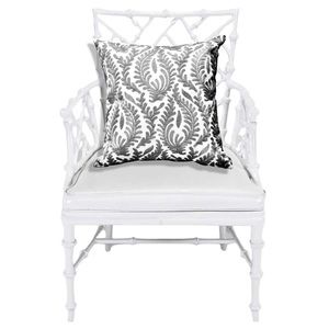 Luxury Home | Elegant Grey & White Embroidered Canvas Throw Pillow Cover